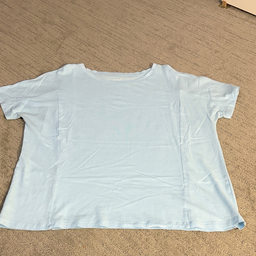 J. Jill Light Blue Pure Jill Seamed Easy Tee